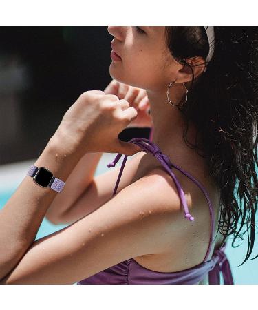 4 Pack Stretchy Bands for Fitbit Versa 2 - Adjustable Elastic Nylon Straps for Versa Smartwatch - Dark Blue/Light Gray/Pink/Light Purple - Buy Online on GoSupps.com