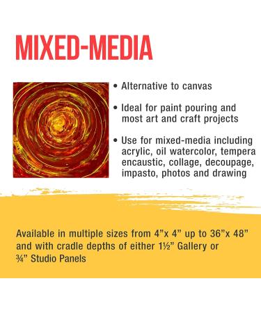 U.S. Art Supply 16x16 Birch Wood Paint Pouring Panel Boards - Pack of 2 Studio Cradle Boards for Painting and Mixed Media Crafts - Buy Online on GoSupps.com