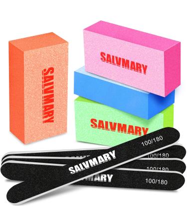 Nail Files and Buffers  Professional Manicure Tools Kit  100/180 Grit Double Sided Emery Boards for Nails  80/100 Grit Nail Buffer Blocks Supplies for Home Salon 8Pcs