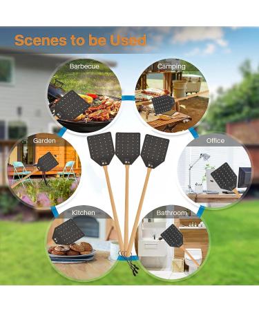 Heavy Duty Leather Fly Swatter Black with Bench Wood Handle 19.7" Length Fly Catcher and Insects Catcher with Ease - Buy Online on GoSupps.com
