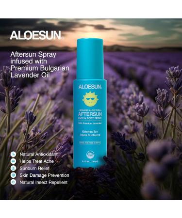After Sun Face & Body Spray | Organic Aloe Vera Gel with Lavender Oil | Natural Sunburn Relief & Skin Moisturizer | Travel Size 3.4 Fl Oz - Buy Online on GoSupps.com