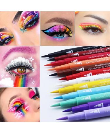 Neon Eyeliner - Rainbow Matte Quick-Dry Neon Eyeliners - Smudge Proof Waterproof Neon Eyeliner Pencil Set 12 Colors Pigmented Eye Liner for Face and Body Paint Rowces - Buy Online on GoSupps.com