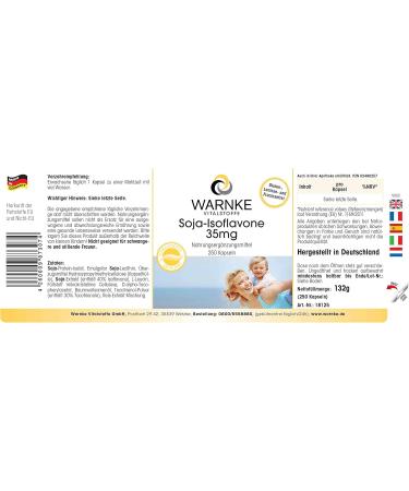 Soy Isoflavones 35 mg - 250 capsules - With vitamin E | Warnke Vitalstoffe - Quality from German pharmacies - Buy Online on GoSupps.com