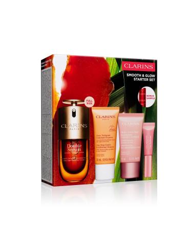 Clarins Smooth and Glow Starter Set | Amazon Exclusive 5-Piece Skincare Set | Includes Full Size Double Serum 1 Ounce | $105 for Value of $142 - Buy Online on GoSupps.com