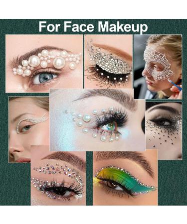 Flat Back Rhinestones & Pearls Kit with Makeup Glue for Nail Art - AB & Clear Gems + White & Beige Pearls - Buy Online on GoSupps.com