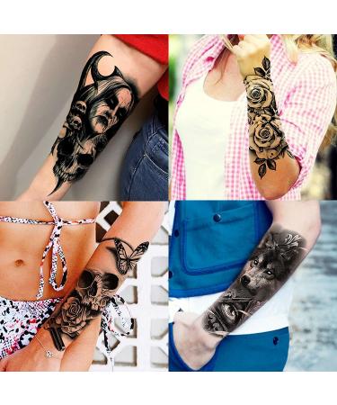 Realistic 3D Temporary Tattoos - Wolf Lion Skeleton Design - Halloween Scary Skull Vampire Snake Flower Compass - 62 Sheets for Adults and Kids - Arm & Neck Tattoo Stickers - Buy Online on GoSupps.com