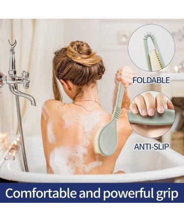 Long Handle Back Brush for Shower - Foldable & Mold Resistant | Wet/Dry Brushing | Men & Women - Buy Online on GoSupps.com