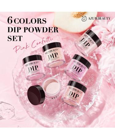 AZUREBEAUTY Dip Powder Nail Kit 6 Colors Jelly Pink Nude & Hot Pink | French Nail Art DIY Set | No Lamp Needed | Perfect Mother s Day Gift - Buy Online on GoSupps.com