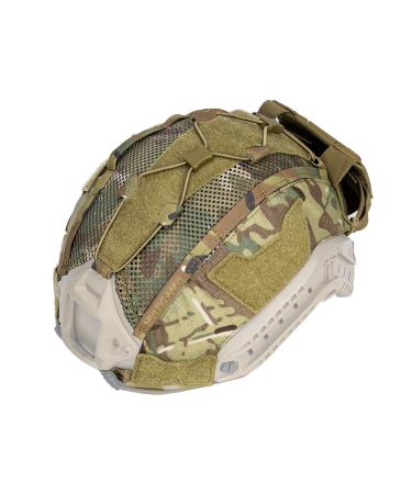 IDOGEAR Tactical Helmet Cover with Battery Rear Pouch for Fast Helmet Size M/L & L/XL Military Paintball Hunting Shooting Gear - 500D Nylon Multicam Medium