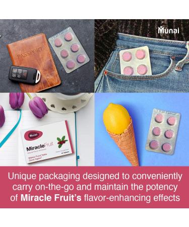 Munai Miracle Berry Tablets - 12 Count | Flavor Changing Natural Non-GMO Formula for Enhanced Wellness | Fast-Acting Miracle Fruit Tablets - Buy Online on GoSupps.com
