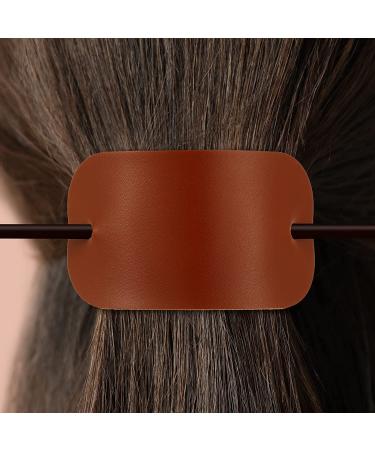 Handmade Oval Faux Leather Hair Barrette Set - 4 Pieces Hair Accessories for Women and Girls - Buy Online on GoSupps.com