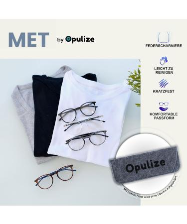 Opulize MET Reading Glasses 2 Pack | Slim Round Frame Scratch-Resistant Spring Hinges | Unisex +3.00 Diopter Clear Black Arms - Buy Online on GoSupps.com