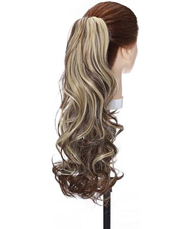 Long Short Claw Ponytail Hair Extension | Clip-in Synthetic Curly Hairpiece 18 | Medium Brown mix Dark Blonde - Buy Online on GoSupps.com
