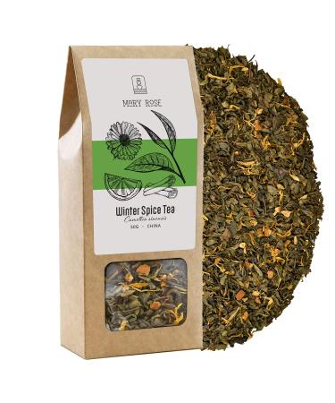 Mary Rose Winter Spice Th vert | Th vert chinois Yunnan | Th chauffant la cannelle | Additifs naturels | Source de th ine | Stimulation naturelle | 50 g