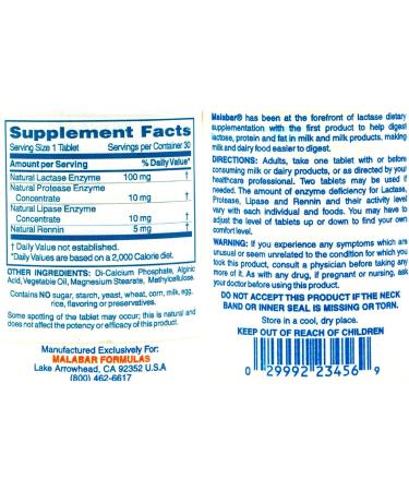 Malabar Complete Milk Digestant - 30 Tablets | Digestion Support Supplement - Buy Online on GoSupps.com