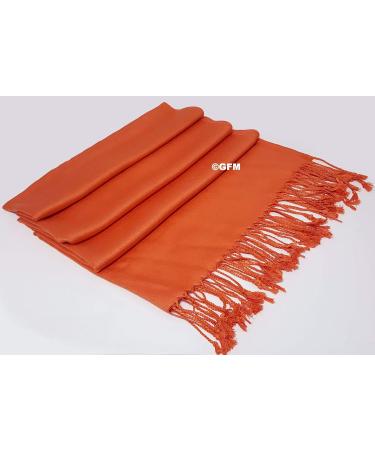 GFM Smooth Shiny Surface Pashmina Style Scarf in Hot Orange - L9 - Buy Online on GoSupps.com