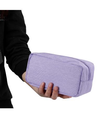 E-Tree Canvas Zippered Cosmetic Travel Bag, Makeup Carrying Case, Portable Daily Storage, Compliant Bag, Toiletry Carry Pouch, Small Electronics Accessories Organizer, Little Pouch Purple Rectangle Purple