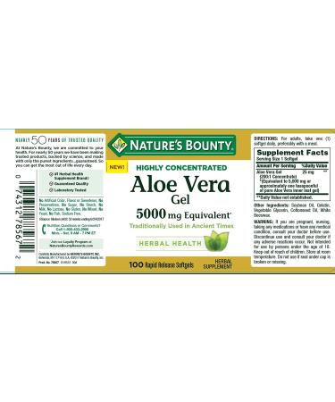 Nature's Bounty Aloe Vera Gel 5000 mg - 100 Rapid Release Softgels for Digestive Health - Buy Online on GoSupps.com