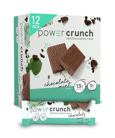 Power Crunch Protein Wafer Bars, High Protein Snacks with Delicious Taste, Chocolate Mint, 1.4 Ounce (12 Count)