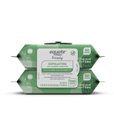 Equate Beauty Exfoliating Wet Cleansing Towelettes With Cucumber Aloe Green Tea 100 Wipes