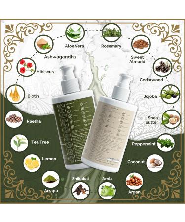 100% Natural Anti-Dandruff & Anti-Hairloss Shampoo & Conditioner | Ayurvedic Herbal Solution for All Hair Types | 13.5 oz (x2) - International Shipping Available - Buy Online on GoSupps.com