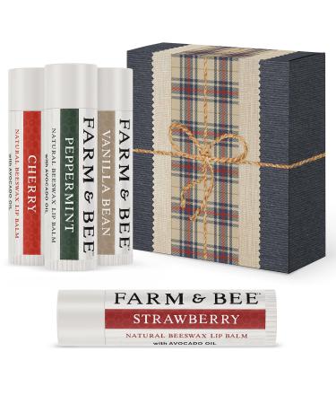 Natural Lip Balm 4 Pack Gifts for Women & Men - Organic & Natural Ingredients - Moisturizing Lip Care Chapstick - Great Gift Idea for Adults Women Men Teens and Kids - 0.15oz (Pack of 4)