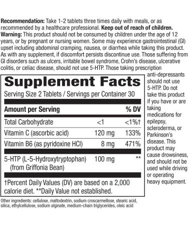 Nature's Way 5-HTP with Vitamin B6 & C - 60 Count - Buy Online on GoSupps.com
