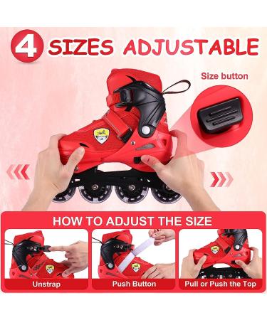 KGK Adjustable Inline Skates for Kids & Adults | Red Roller Blades with Light Up Wheels | Outdoor Skating Shoes for Girls, Boys, Women, Men & Teenagers - Buy Online on GoSupps.com