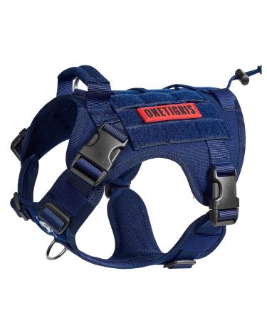 Oneigris dog harness Fire Watcher Tactical dishes moll safety harness service dog dog vest with 1 handles and 2 no-pull D-ring 1000d nylon (S blue) S blue