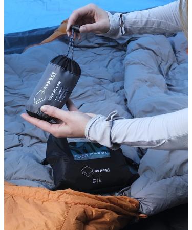 Aspect Outdoor Sleeping Bag Liner & Inflatable Pillow - Lightweight Breathable Sack & Ultralight Comfortable Camping Gear - Grey/Orange - Buy Online on GoSupps.com
