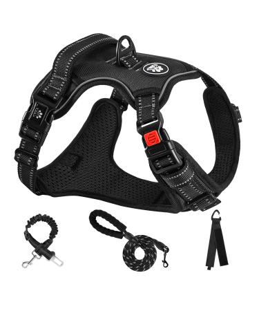 Nestroad dog harness Small dogs black anti-train cushioned chest harness for small dogs size S neck circumference 28 38cm breast circumference 38 53cm reflex strip breast harness dog s neck 28-38cm breast 38-53cm black