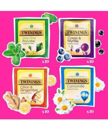 Twinings - Coffret Infusions - 40 Sachets - Menthe Poivr e Citron et Gingembre Cassis et Myrtille Camomille - Coffret D gustation Infusion - Id al Cadeau et D couverte - Buy Online on GoSupps.com