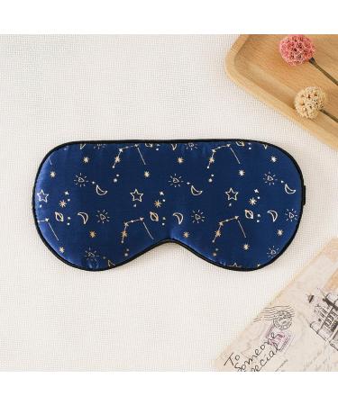 100% Silk Sleep Mask with Adjustable Strap - Golden Starrysky Blue - Buy Online on GoSupps.com