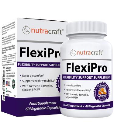 FlexiPro #1 Natural Pain Supplement | 11-in-1 Stiffness Mobility & Flexibility Support | Turmeric MSM Ginger Chondroitin Boswellia & Bromelain | 60 Vegetable Caps