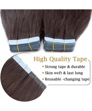40 Pieces Tape In Hair Extensions - 100% Remy Human Hair - Dark Brown #2 - 30 cm with 10 Free Adhesive Tapes - International Shipping - Buy Online on GoSupps.com