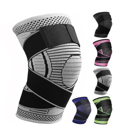 Ruilala sport knee support 1 piece compression knee band men women elastic knee sleep used for meniscal tear arthritis tendonal inflammation fitness weightlifting knee warmer (gray xxl) xxl gray