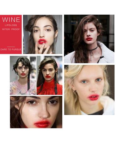 6 Colors Wine Lip Gloss Set - Matte & Waterproof Long Lasting Lip Tint Stain in Wine Red - 6 Piece Set - Buy Online on GoSupps.com
