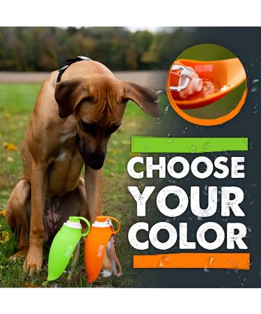 Mighty Paw 20 oz Travel Dog Water Bottle | BPA-Free Silicone Portable Drinking Dispenser for Outdoors, Camping, Walking & Hiking - Leak-Proof Waterbottle with Built-in Bowl - Orange - Buy Online on GoSupps.com
