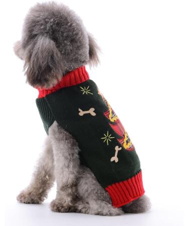 Christmas Dog Sweater | Warm Pet Turtleneck Knitwear | Perfect Gift for Puppies & Dogs | XL Golden Christmas Tree Pattern - Buy Online on GoSupps.com