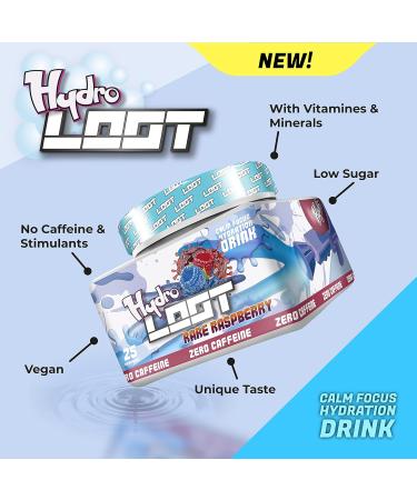 Hydro LOOT - Game Booster with Flow-State Formula | 25 Servings (150g) Without Caffeine | Hydration Drink with Vitamins and Plant Extracts | Gaming Booster (Rare Raspberry) Hydro LOOT Rare Raspberry - Buy Online on GoSupps.com