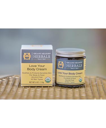 Organic Meadow Herbals Love Your Body Cream (4oz) - USDA Certified Organic. Soothes & Protects Dry Itchy Skin scaly sensitive skin. For Face & Body. Woman-owned & Operated Since 1994 - Buy Online on GoSupps.com