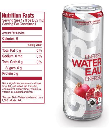 GURU Energy Sparkling Water Mix Pack | 0 Calories | Sugar Free | Certified Organic | 100mg Caffeine | Naturally Sweetened | 355ml (Pack of 24) (24 Pack Pomegranate) - Buy Online on GoSupps.com