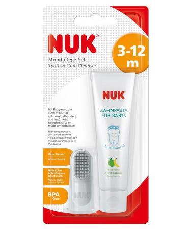 NUK Oral Care Set - Baby Toothpaste & Finger Toothbrush - Natural Apple-Banana Flavor BPA Free - Ideal for Safe International Shipping - Buy Online on GoSupps.com