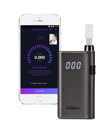 iSOBER 10 Breathalyzer | HSA/FSA Eligible | DOT, NHTSA Compliant Alcohol Tester | Suracell FuelCell Sensor Technology | The Sensor Status Check System Installed