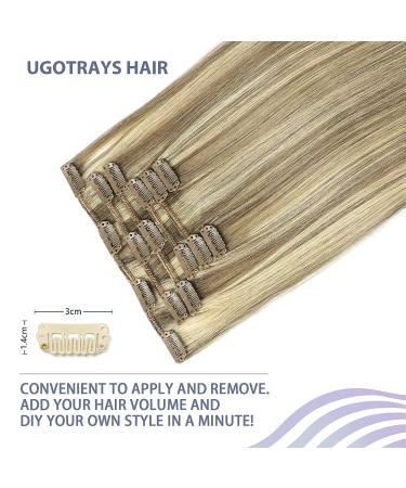 18 Clip In Hair Extensions Ash Blonde with Bleach Blonde | 8A Grade Remy Human Hair | Full Head 70g 7PCS | 18 Inch #18p613 - Buy Online on GoSupps.com