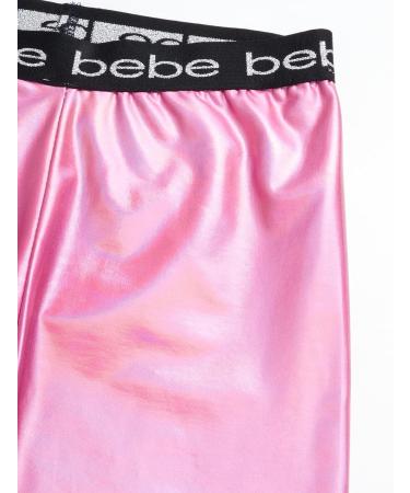 bebe Girls' 3-Piece Workout Set - Pink Metallic Performance Fleece Sweatshirt, Leggings & Sports Bralette (7-8) - Buy Online on GoSupps.com