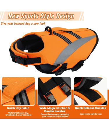 Alagirls Adjustable Dog Life Jacket Vest - Lifeguard Pet Lifebuoy for Swimming | Orange Sizes S (42-54cm Chest) - Buy Online on GoSupps.com