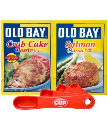 Old Bay Seasoning Classic Mix Variety, Crab Cake, Salmon Cake, 1 of each with By The Cup Swivel Spoon
