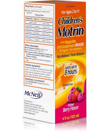 Children's Motrin Oral Suspension | Berry Flavored Pain Relief Ibuprofen | 4 fl oz - Buy Online on GoSupps.com
