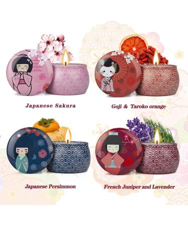 Scented Candles Gift Set - Aromatherapy Soy Wax Fragrance for Women, Perfect for Birthday, Mother's Day, Christmas - 4 Pack (Geisha Style) - Buy Online on GoSupps.com